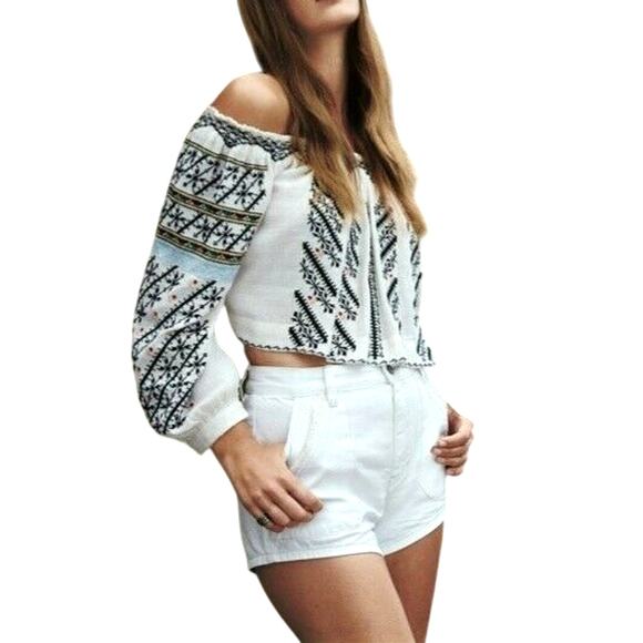FREE PEOPLE Sweet Surrender high rise denim jeans shorts optic white Size 24 NEW - Picture 1 of 7